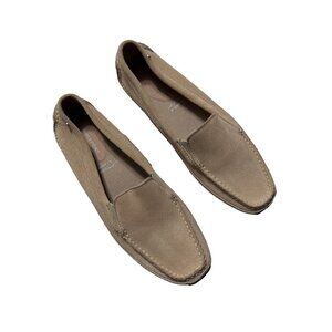 Rockport Womens 8 Winter White Suede Leather Driving Moccasins